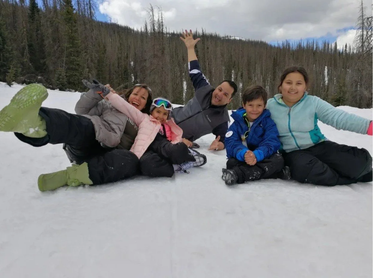 The Bakr family in 2018 while on winter break in Colorado.