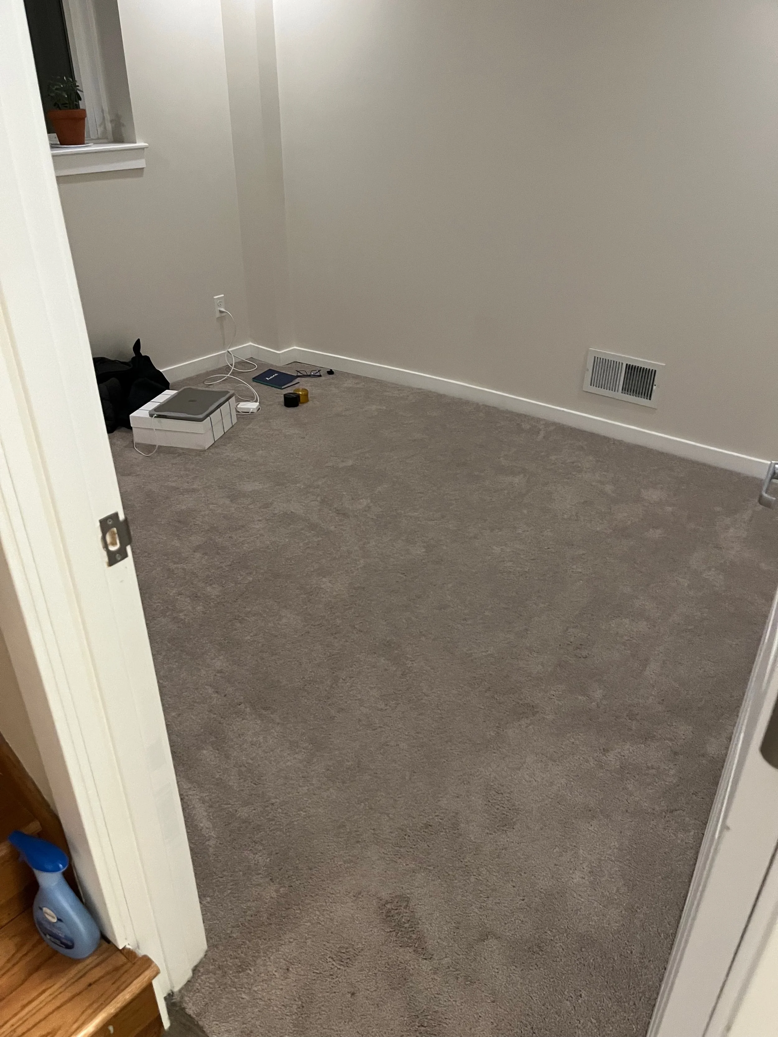 Basement flooring started with carpet