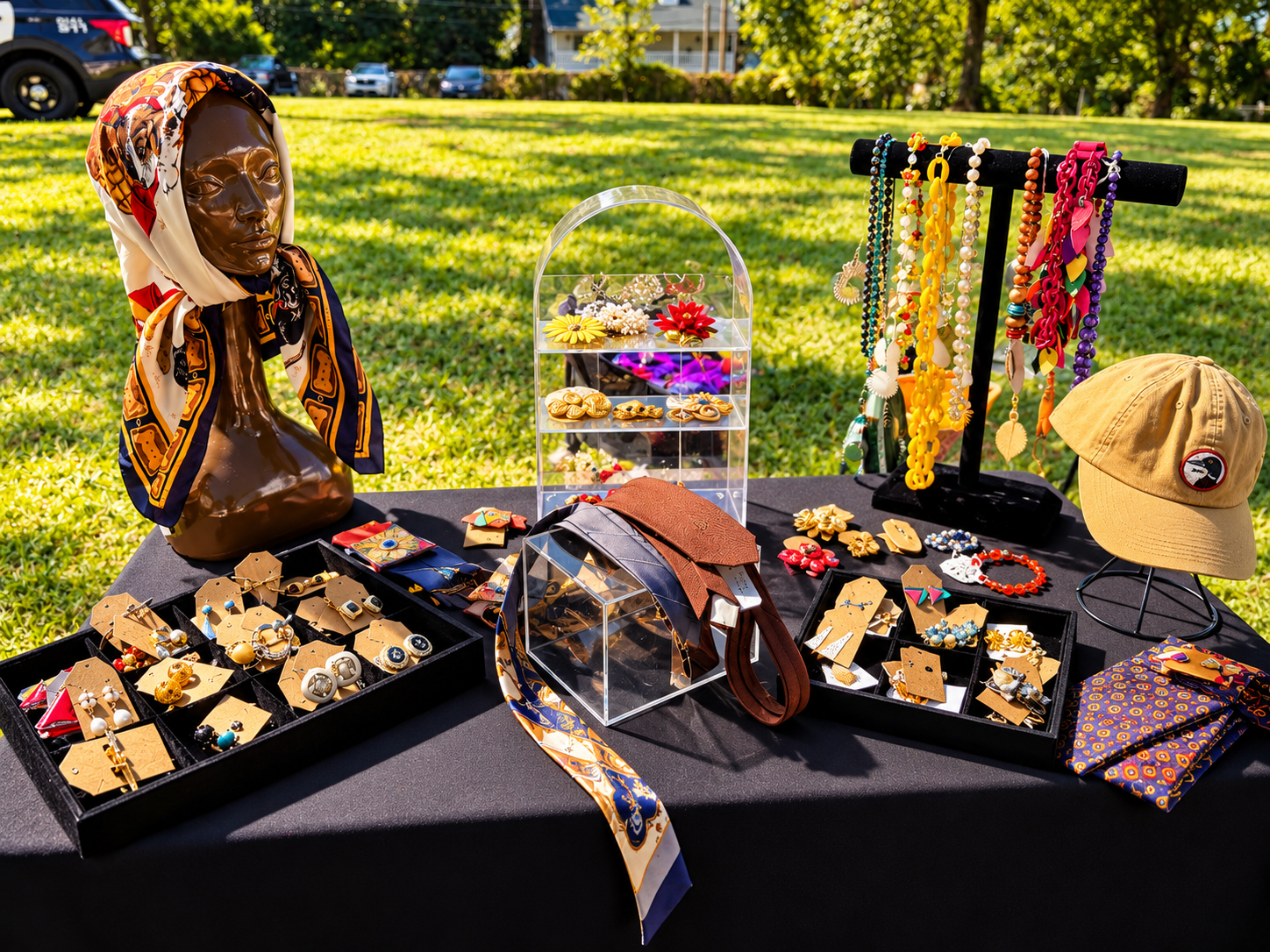 Boho Jewelry Market Display in Sunlight.png