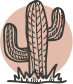 A minimalist illustration of a cactus plant with multiple arms.
