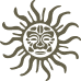Black sunburst icon with thick lines against a dark background.
