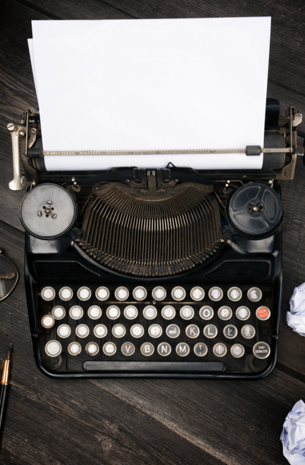 A vintage black typewriter