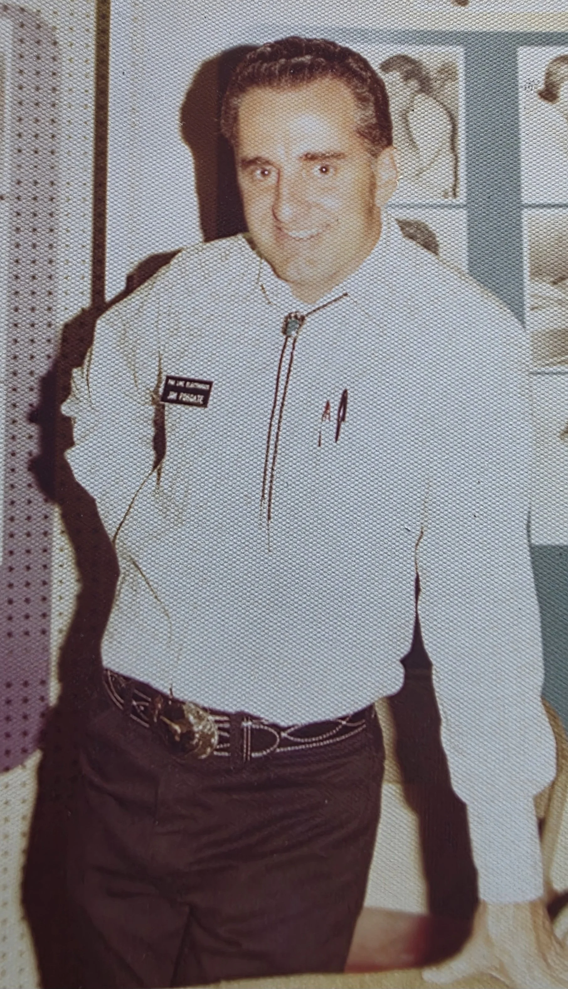 Young Jim Fosgate preparing to demonstrate his audio technology innovations.