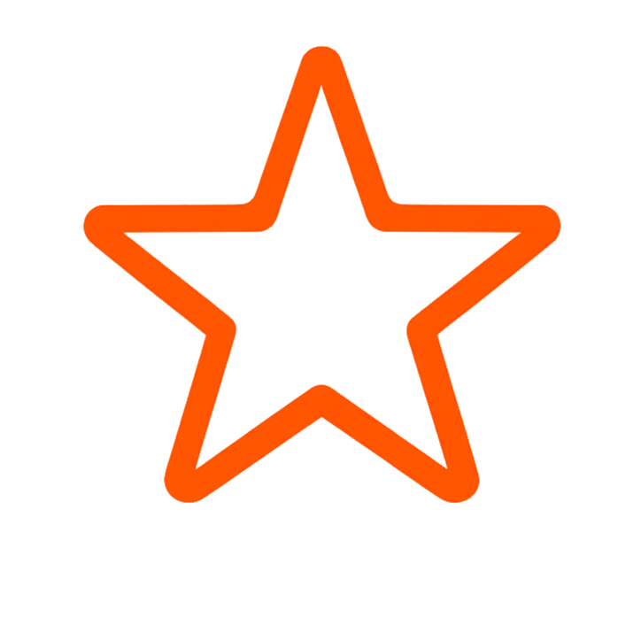 Orange neon star outline on black background