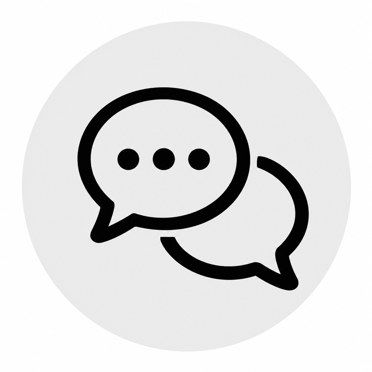Icon of two overlapping speech bubbles, one with three dots, representing conversation or chat.