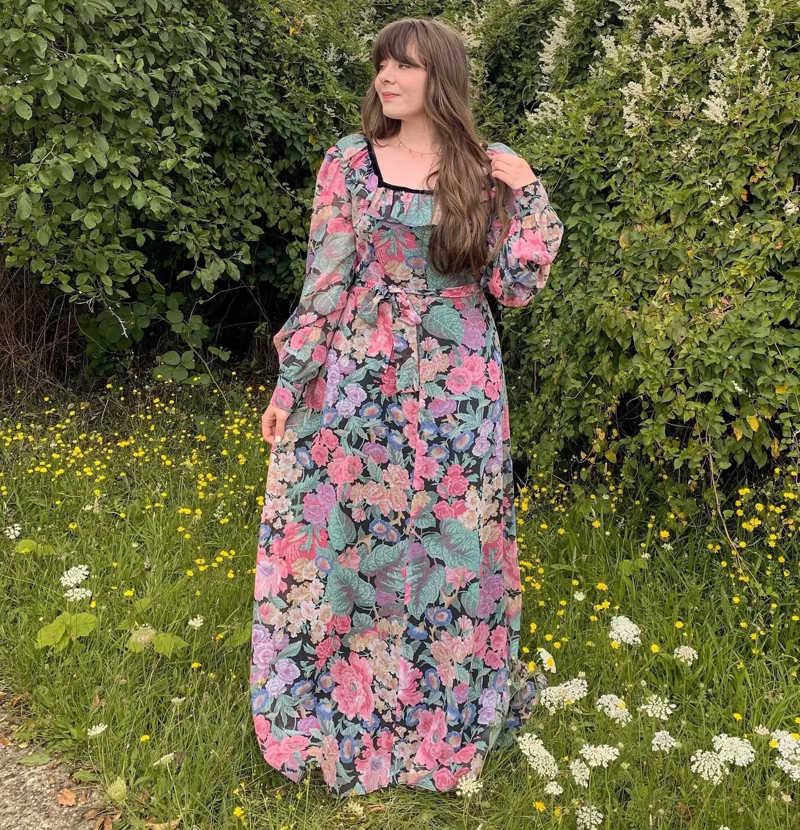 1970 purple green loral maxi- Kati.webp