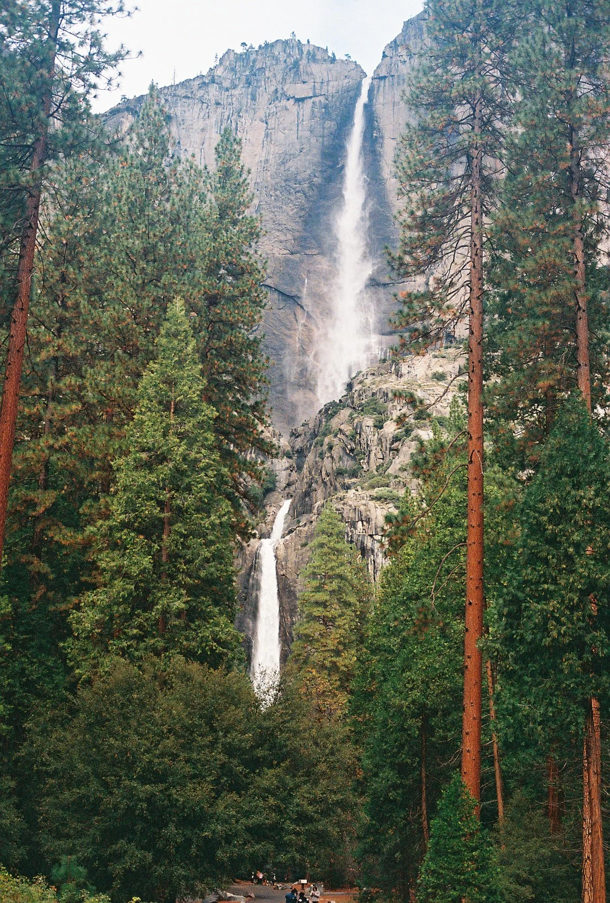 Yosemite National Park after heavy rainstorms. Upper and Lower Yosemite Falls. 