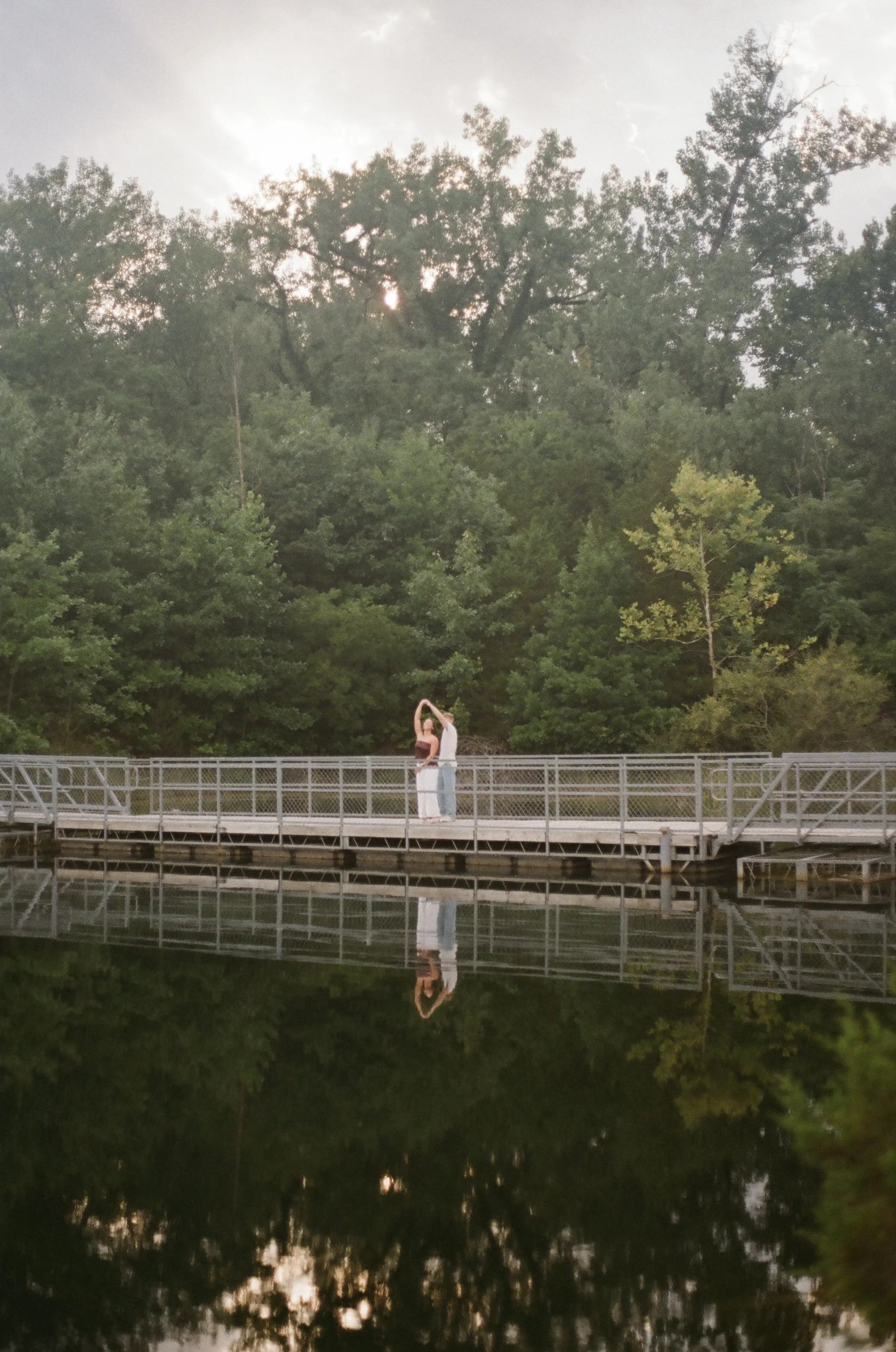Couple film session at Klondike Park in Missouri in Summer.