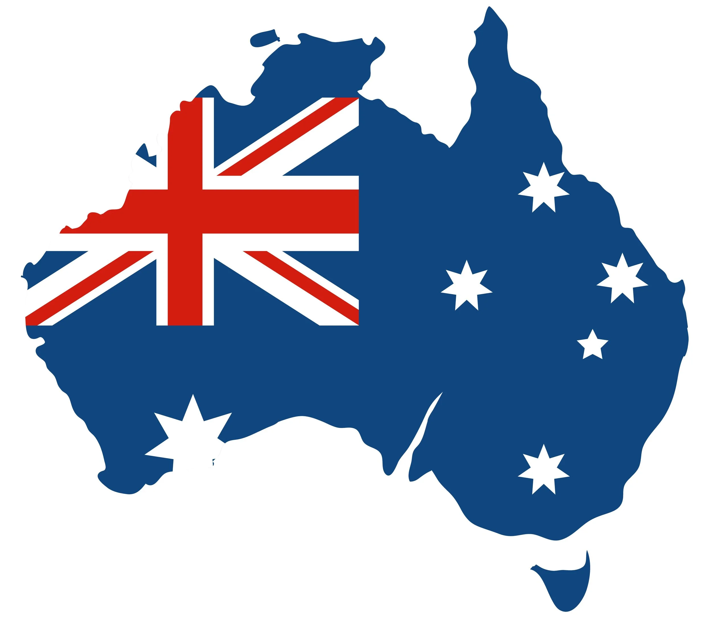 Map of Australia with the Australian flag overlay.