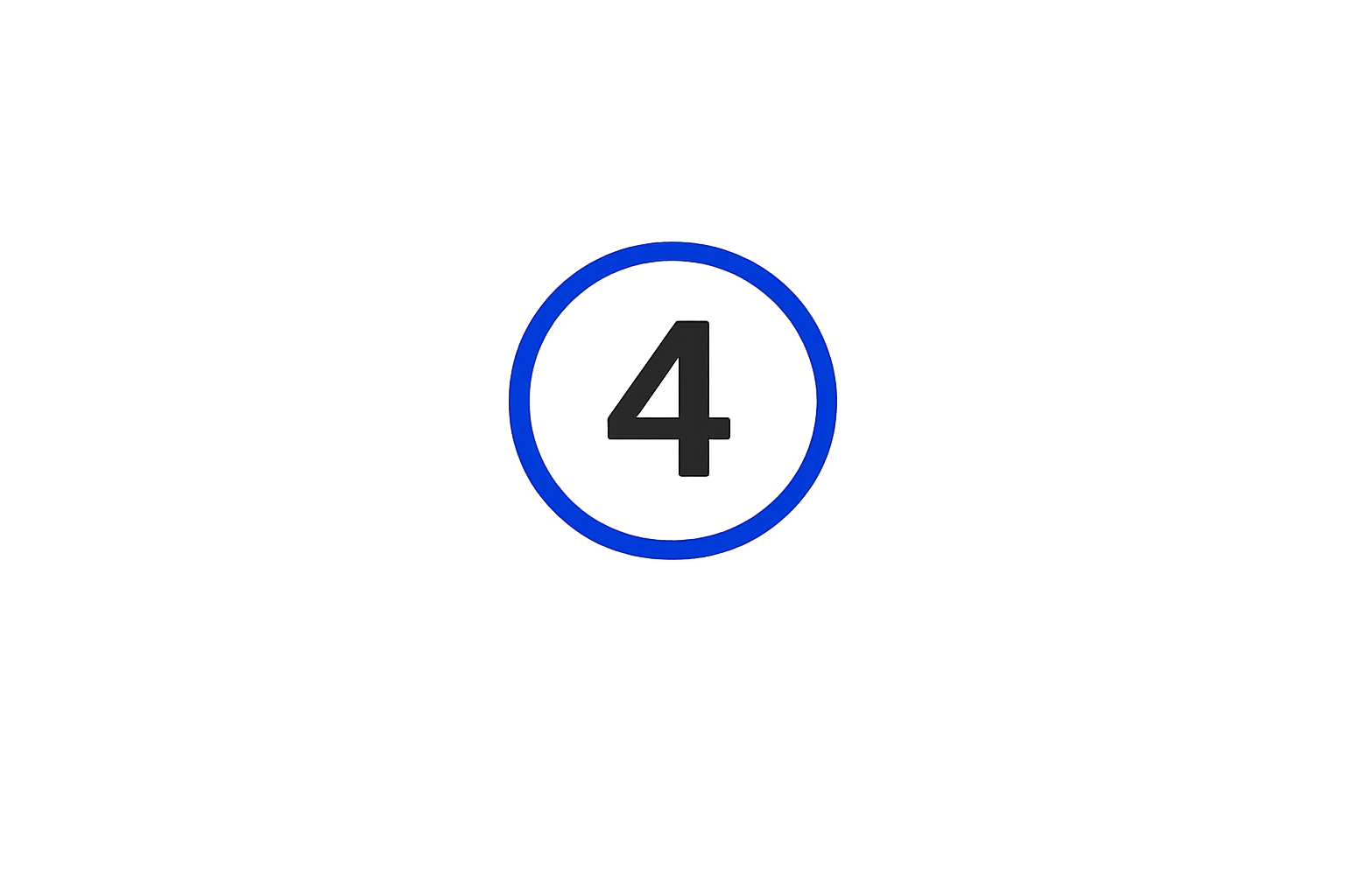 A blue sign with the number 4 on it, standing upright amidst a dark background with streaks of light.