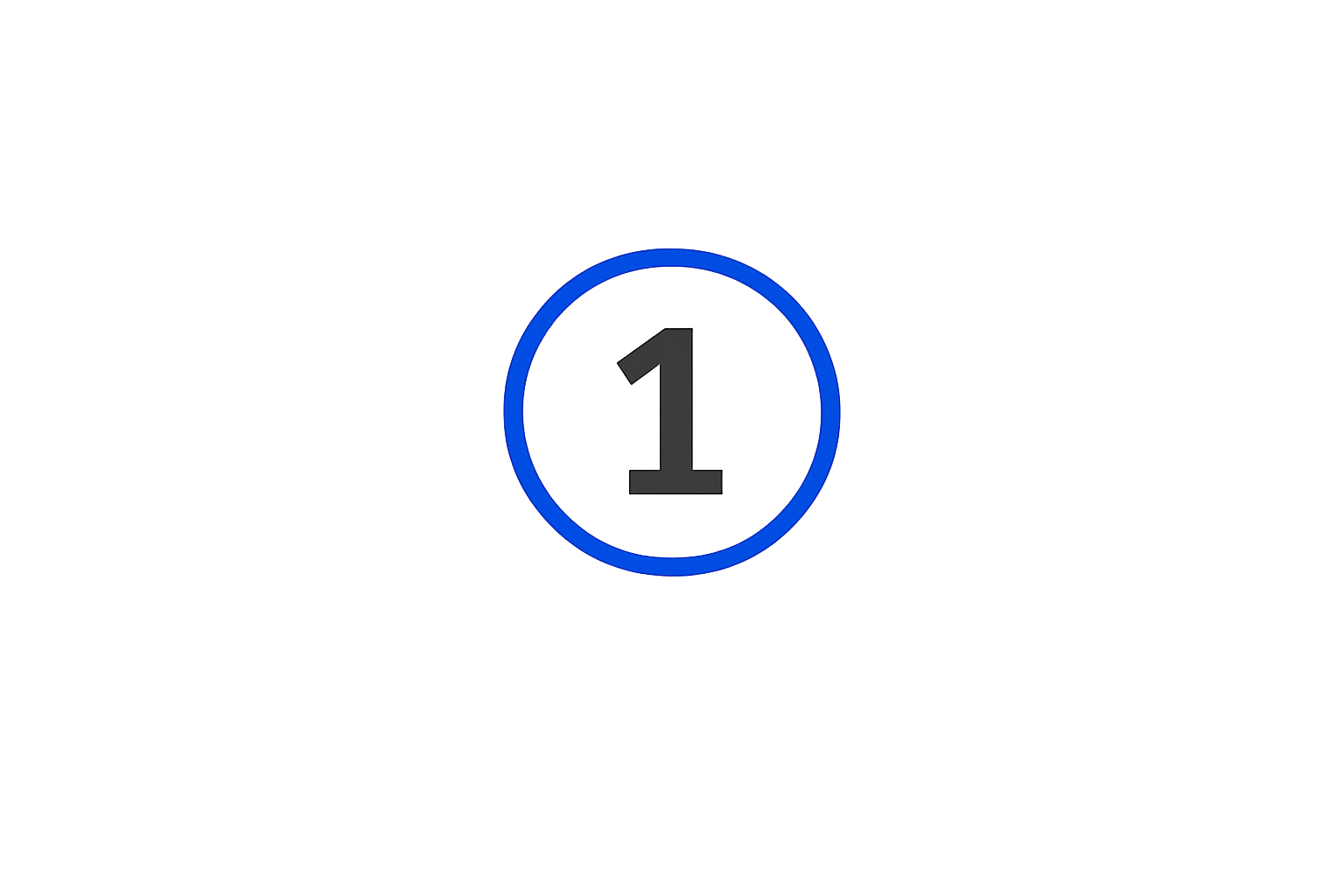 A blue circular button with the number '1' in black centered on a pinkish background.