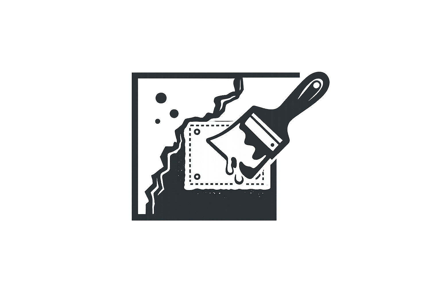 a diagram showing the internal components of a computer hard drive with an icon of a leaking paint can.