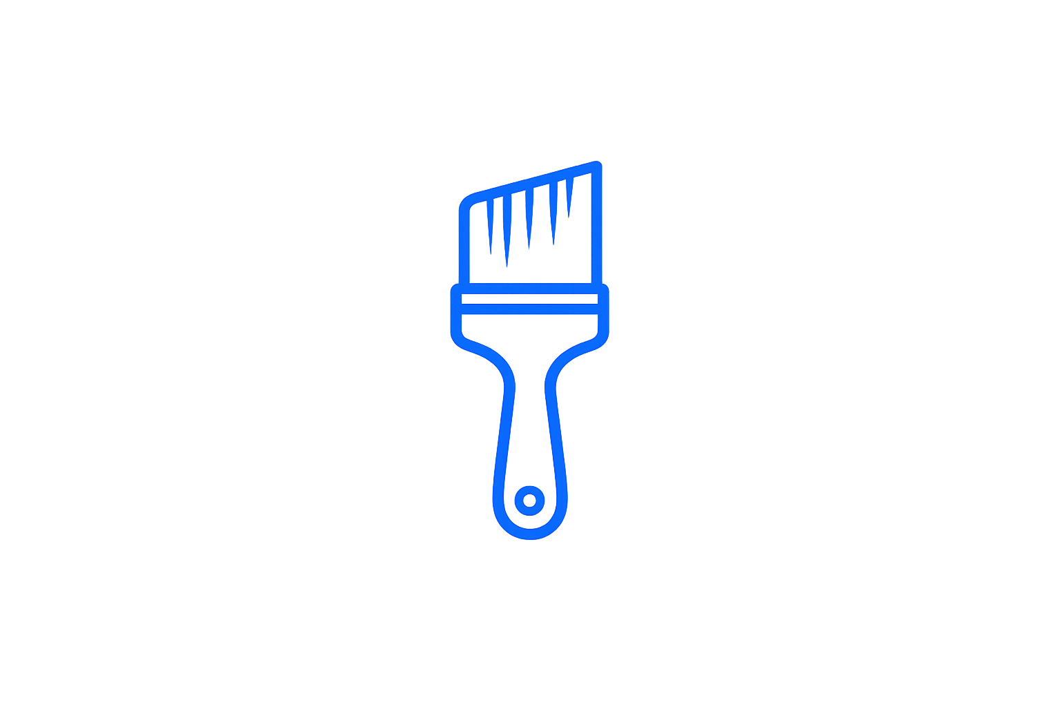 Blue outline of a paintbrush on a black background.