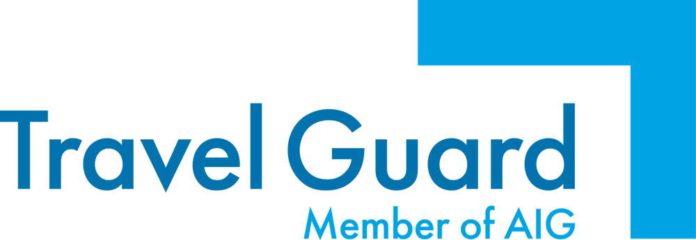 Travel Guard logo, a blue and black text design indicating it as an AIG member.