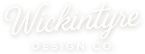 Logo of Wickintyre Design Co. with white text on a black background.