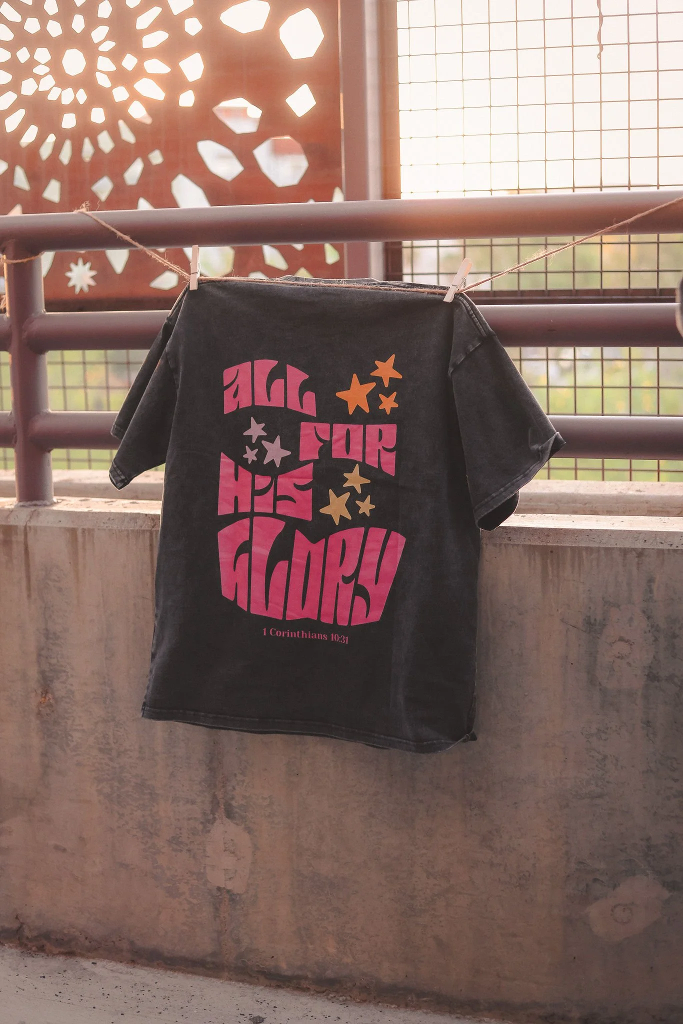 All For His Glory - Colorful/Washed Oversized Shirt