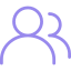 Two abstract human figures or icons, possibly representing people or a social interaction.