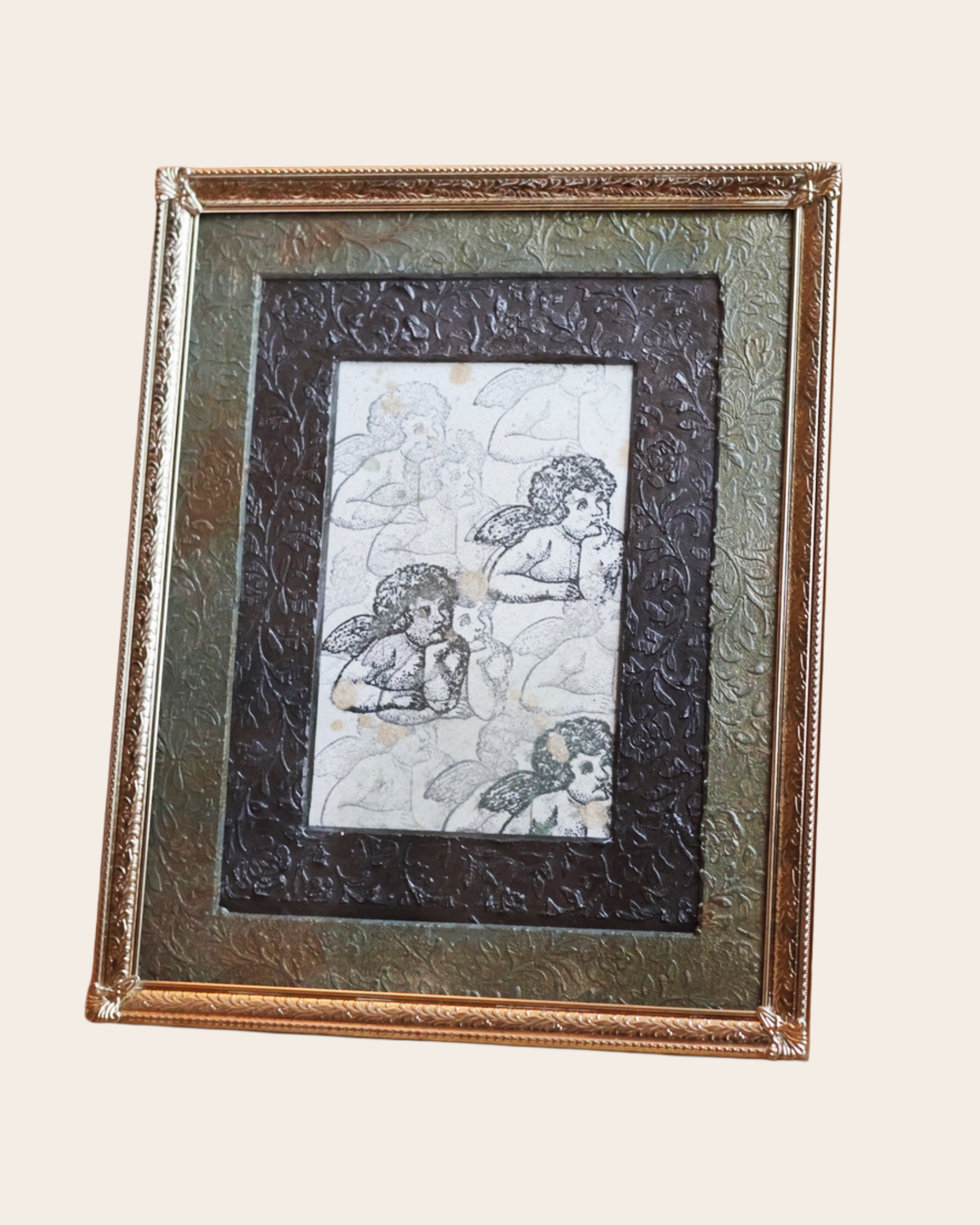 Restored Vintage Brass Picture Frame - Custom Double Mat