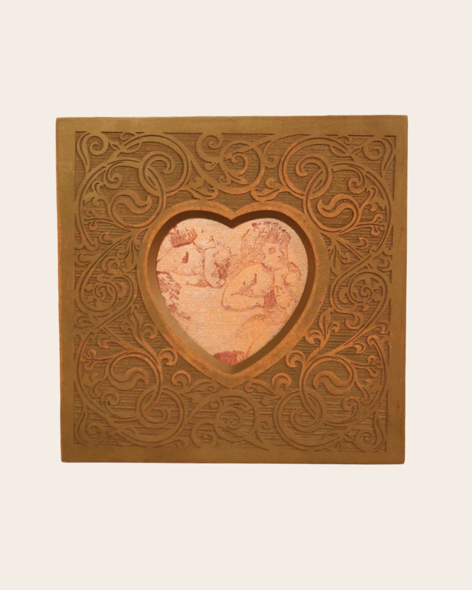 Vintage Wooden Scrollwork Heart Frame
