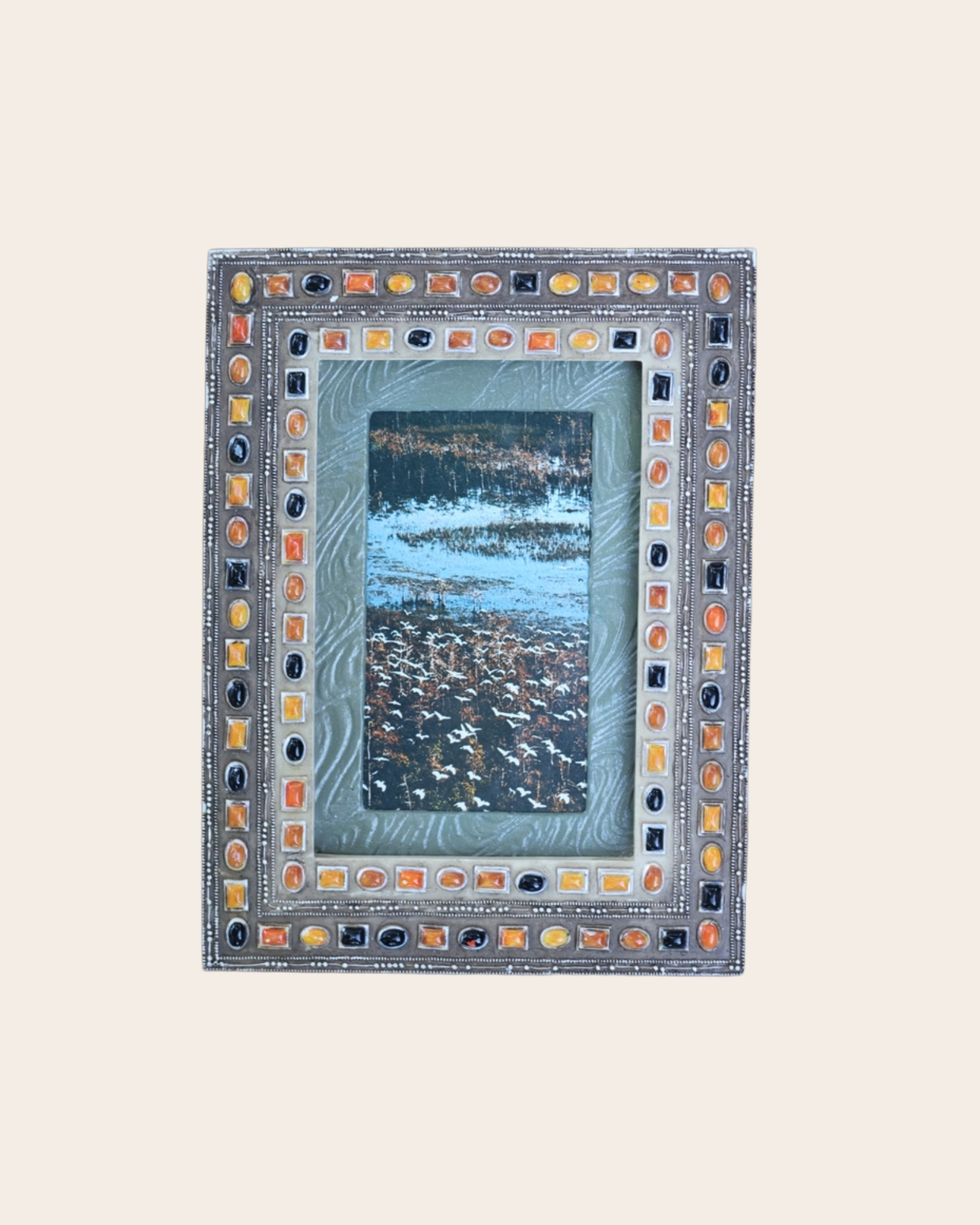 Vintage Mosaic Cabochon Picture Frame - Embellished Accent
