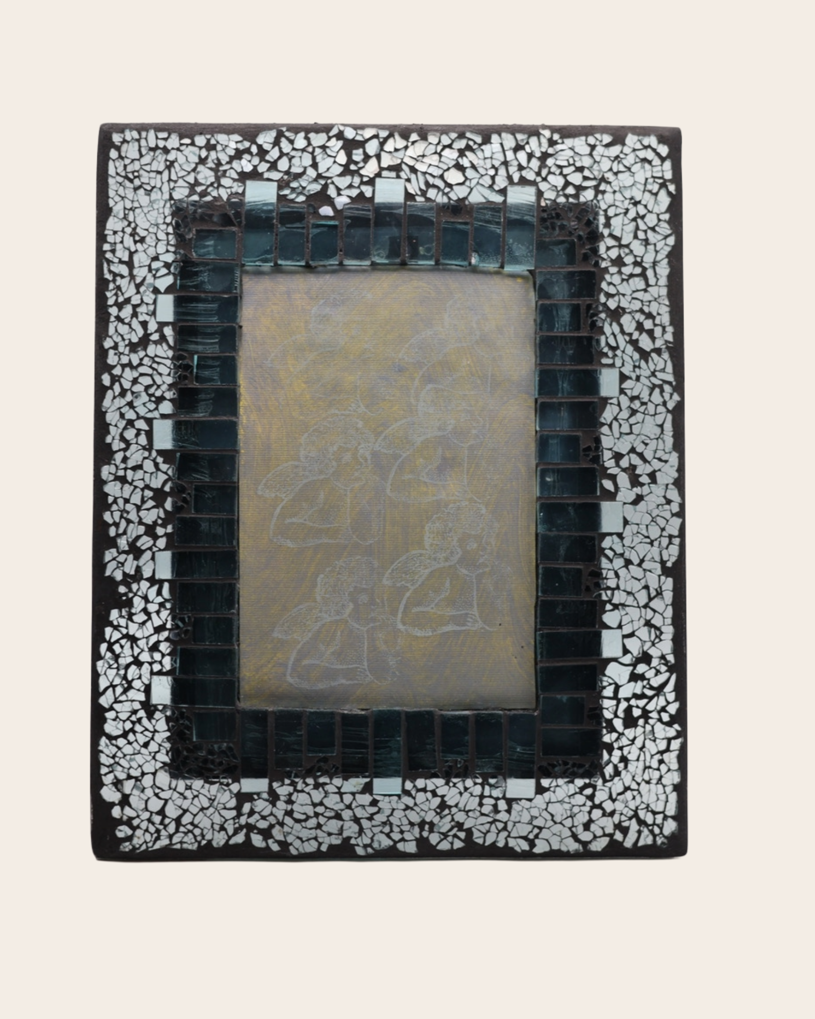 Vintage Blue Glass Mosaic Picture Frame