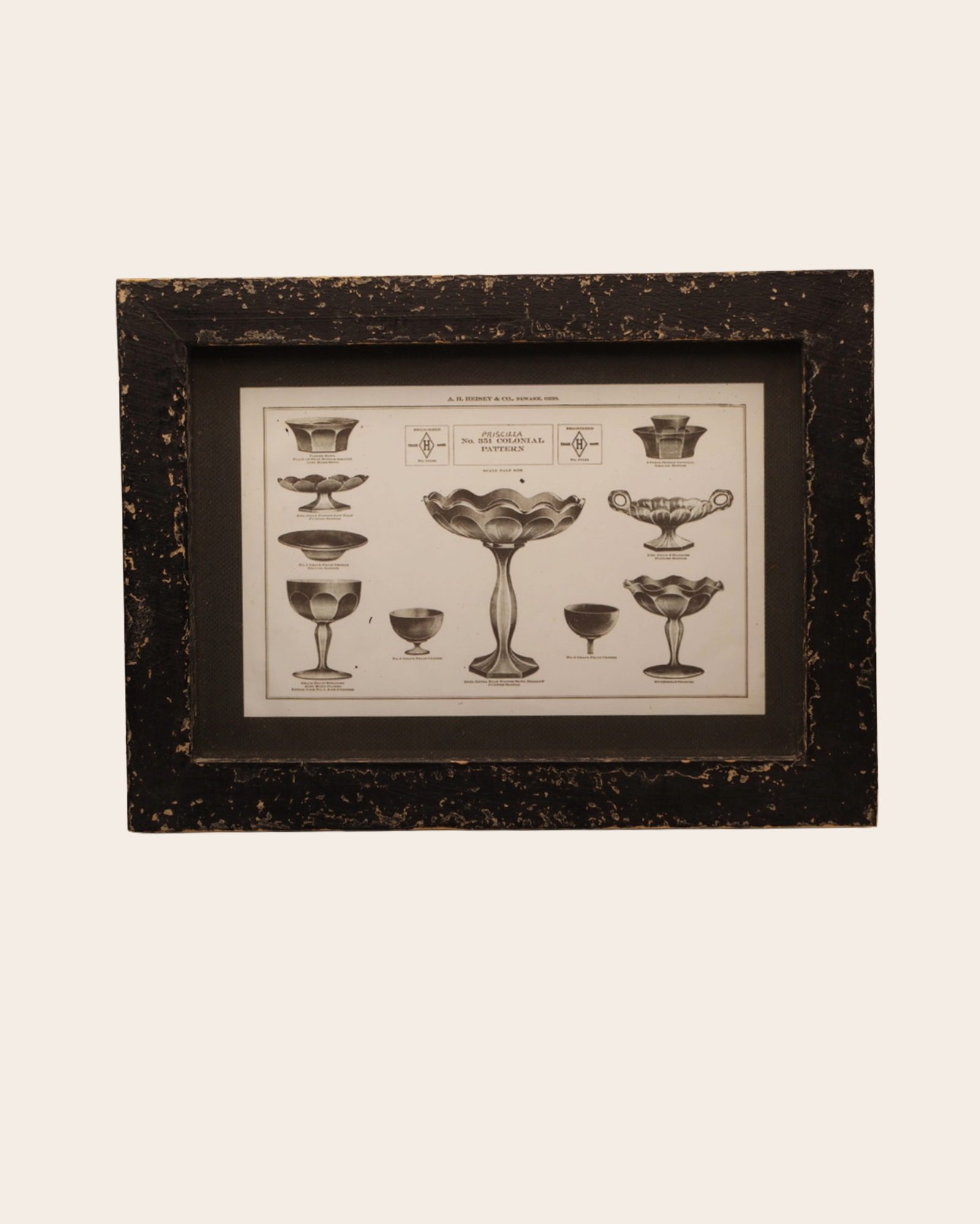 Vintage "Mary Carol" Framed Glassware Art