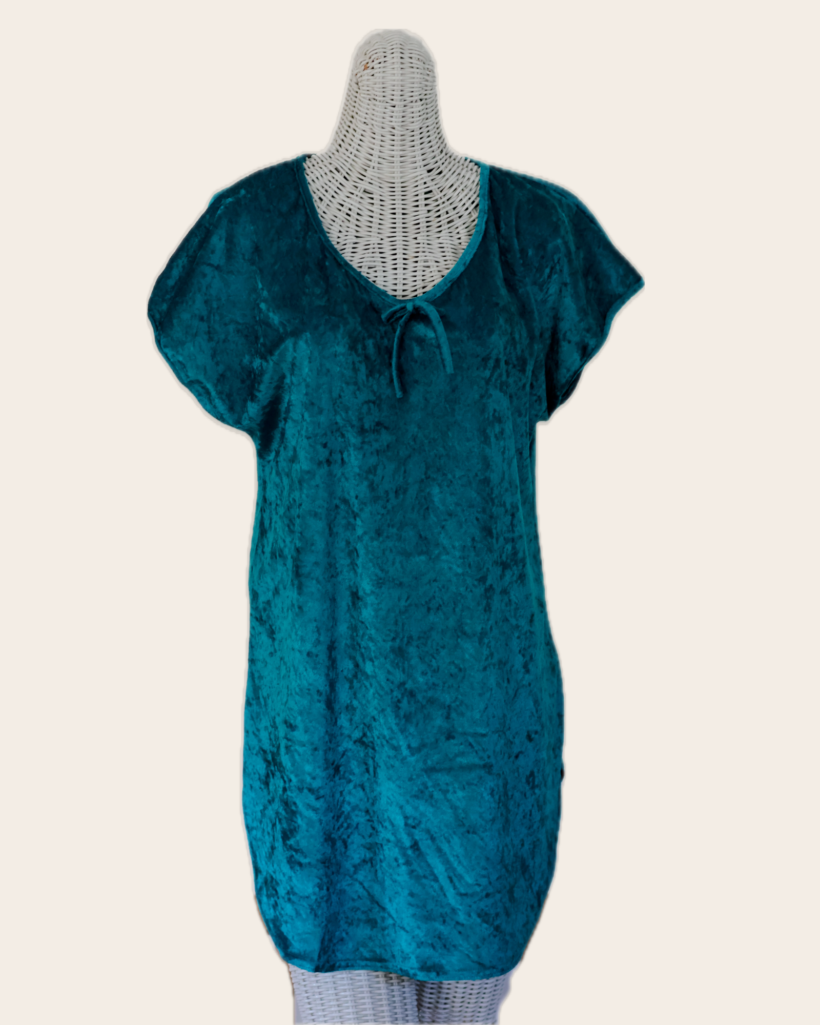 Vintage Secret Treasures Teal Crushed Velvet Nightie, S