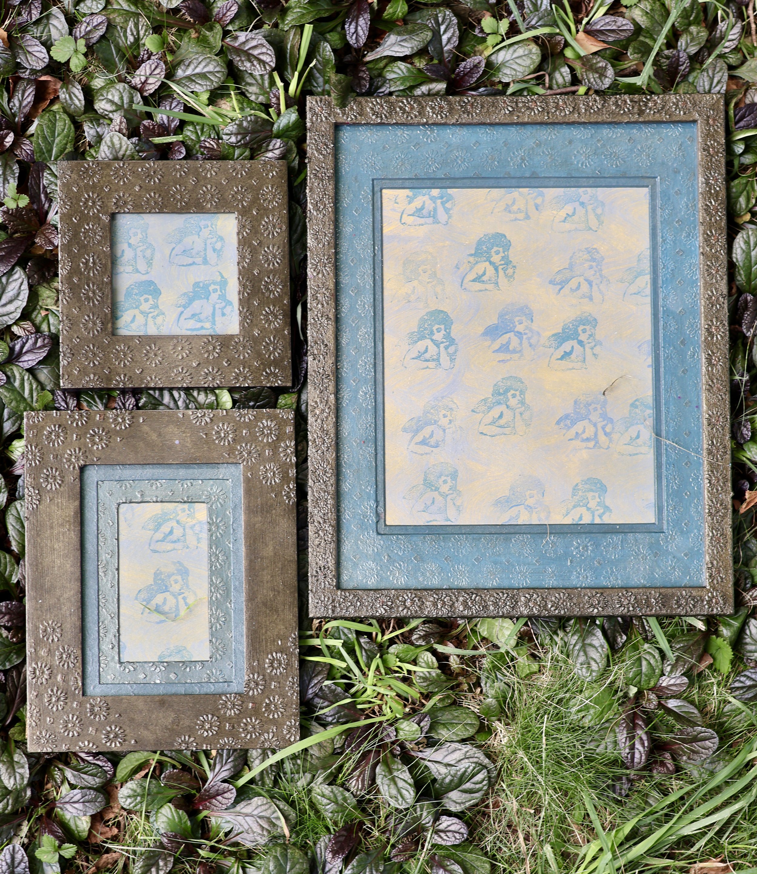 Matching hand painted frame sets zero waste custom matting 