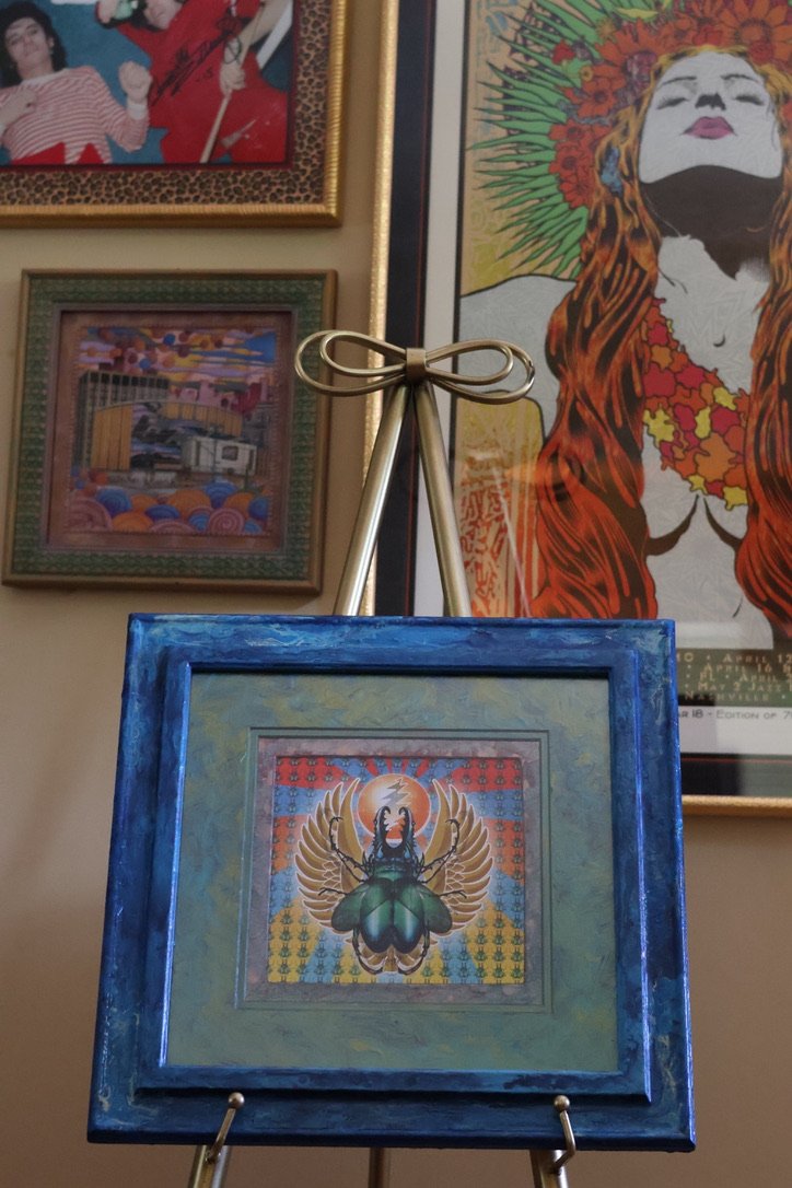 Grateful dead zero waste custom framing hand painted frame hand painted mat 