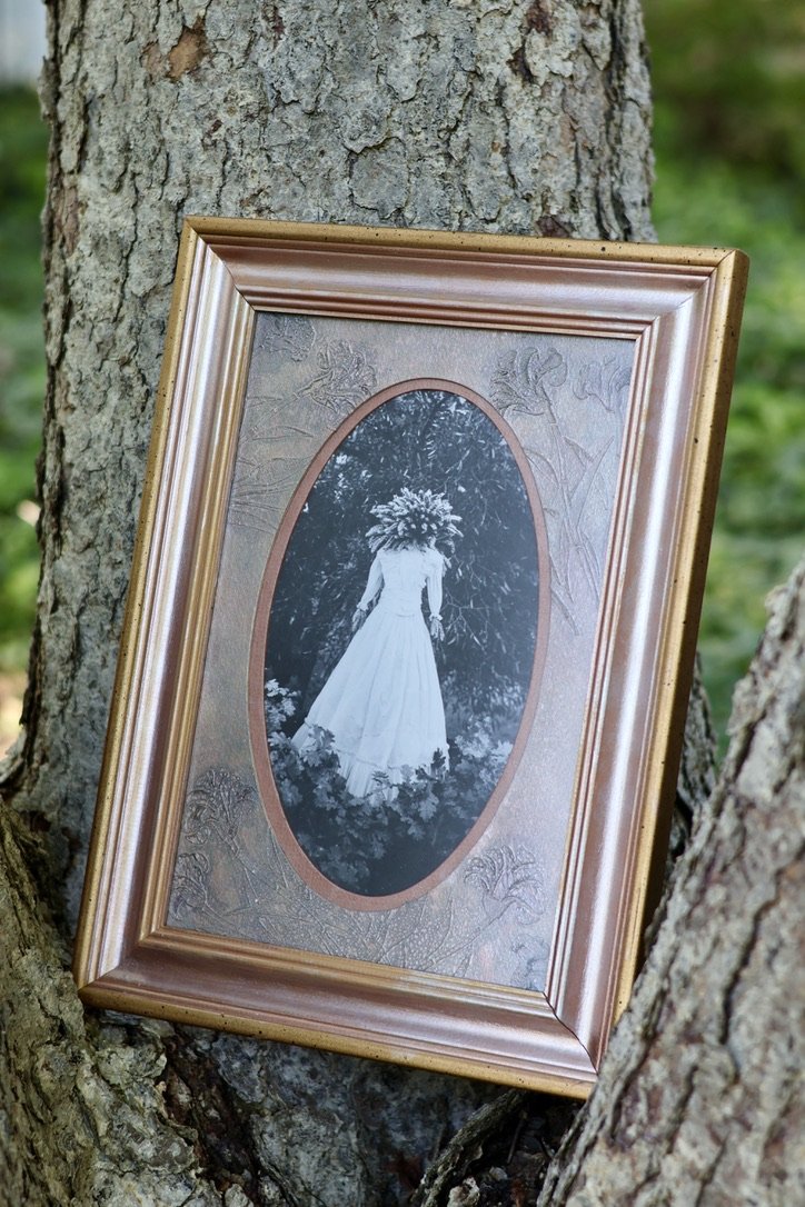 Custom hand painted frame with hand painted mat