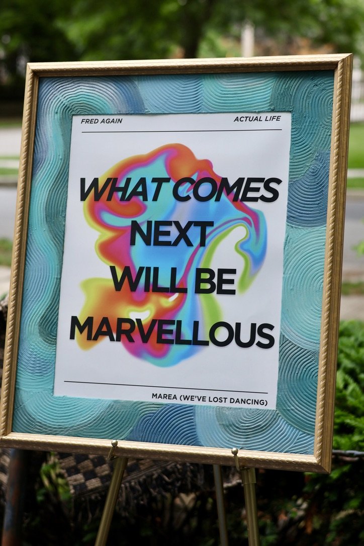 Concert poster framed zero waste textured hand painted mat Fred Again 