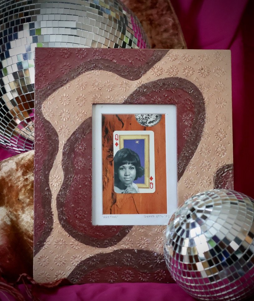 Music custom framed and hand painted Aretha Franklin frame 