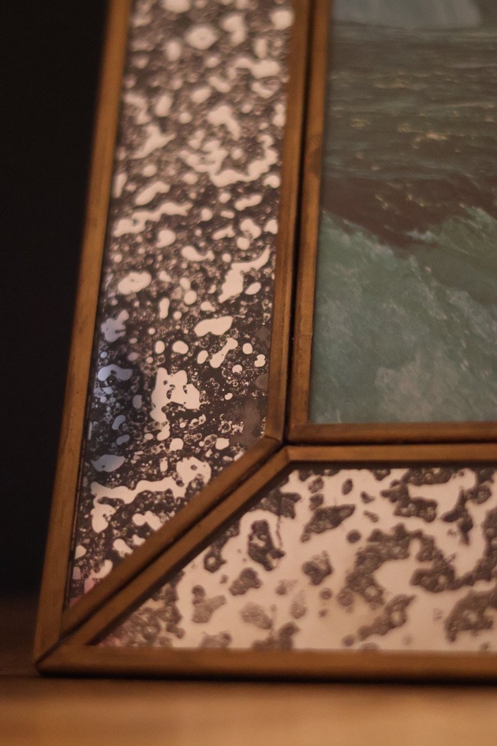 vintage-aged-mercury-glass-brass-trim-picture-frame-antique-style-tabletop-frame