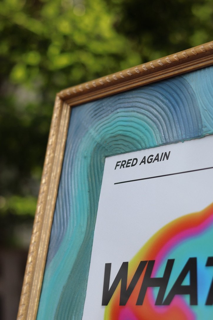 Concert poster framed zero waste textured hand painted mat Fred Again