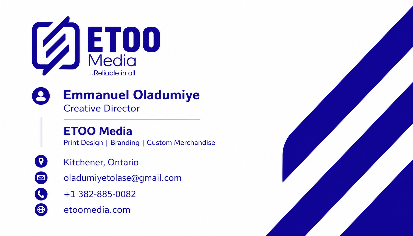 ETOO Media brand identity and business card