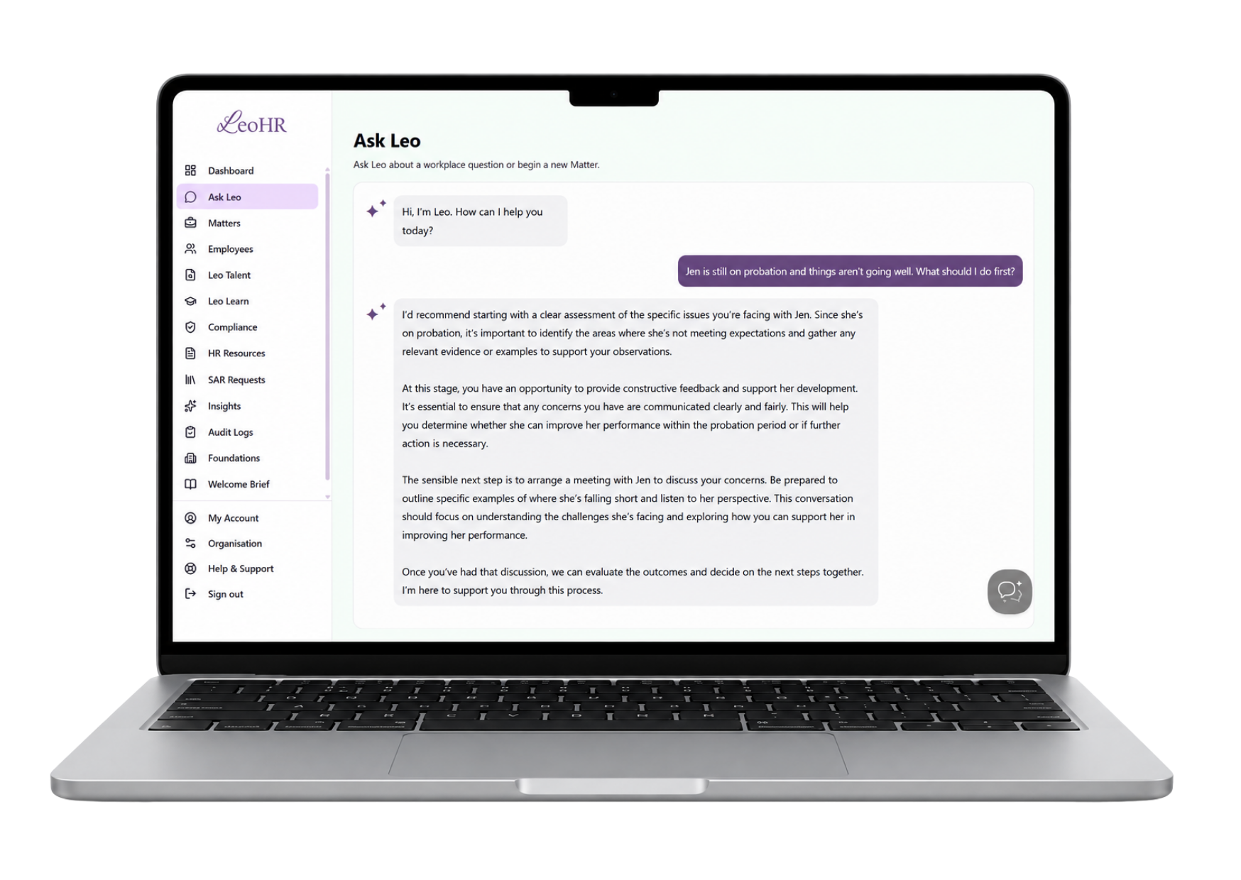 Ask Leo - Leo HR Laptop Dashboard