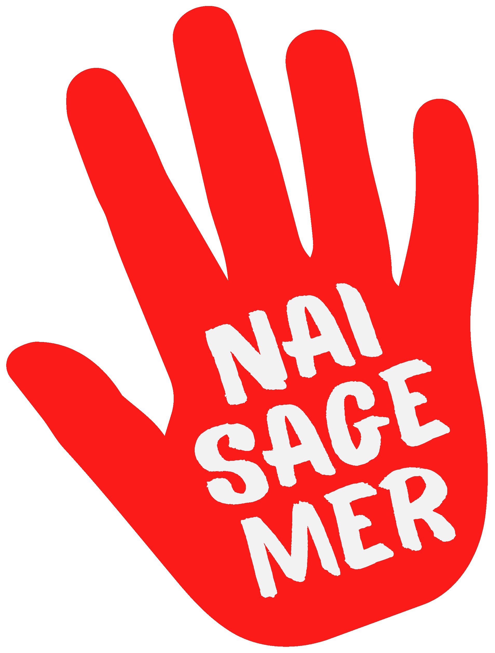 Rote Hand mit weißen Text, der 'NÃO À VIOLÊNCIA' sagt, steht gegen schwarzen Hintergrund.
