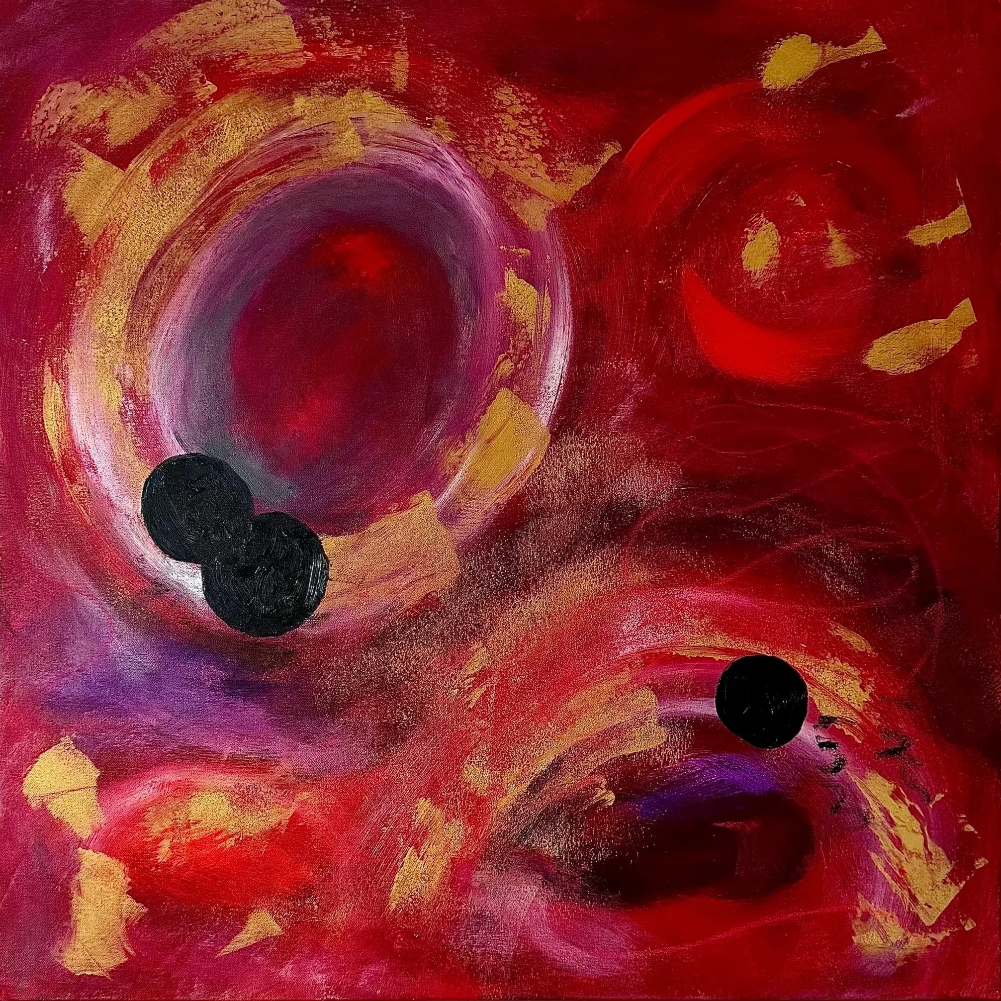 working title: red.       
30x30 inches, acrylic and oil pastel on canvas