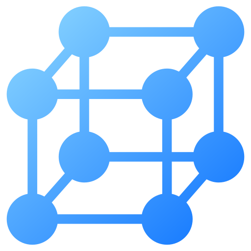Abstract digital network with interconnected nodes and lines in blue tones.