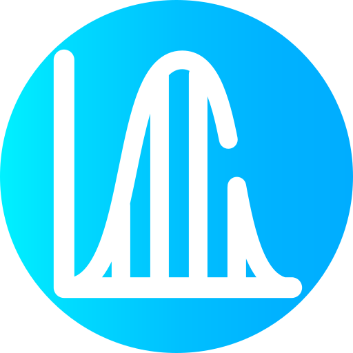 The image shows a circular logo with a blue gradient background. It features white stylized text that looks like "LMC."