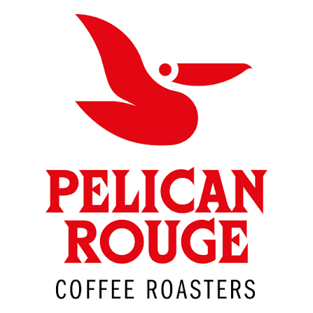 Logo of Pelican Rouge Coffee Roasters featuring a stylized red pelican in flight above the company name.