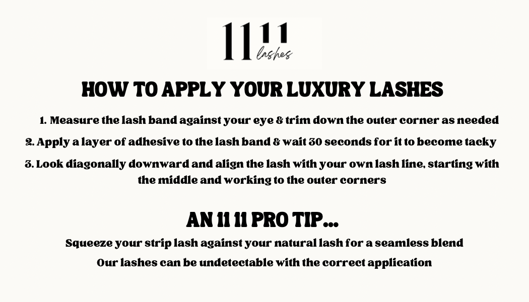 Scarlett's Socials content client work for 11:11 lashes brand work business card application for eyelashes guide
