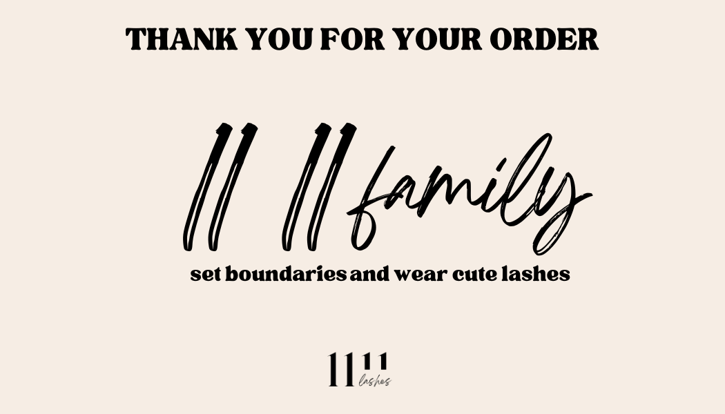 Scarlett's Socials content client work for 11:11 lashes brand work business card social media post