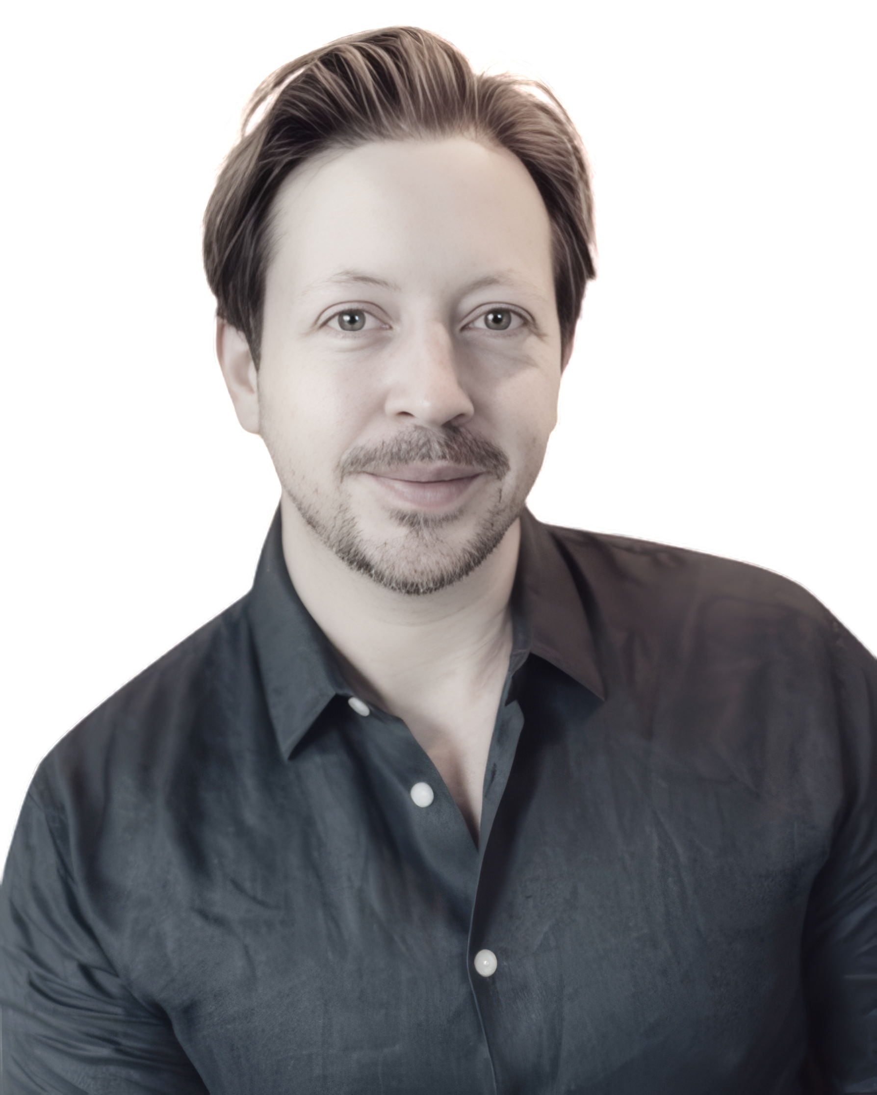 Headshot of smiling male tutor with medium-length black hair wearing a lanyard.