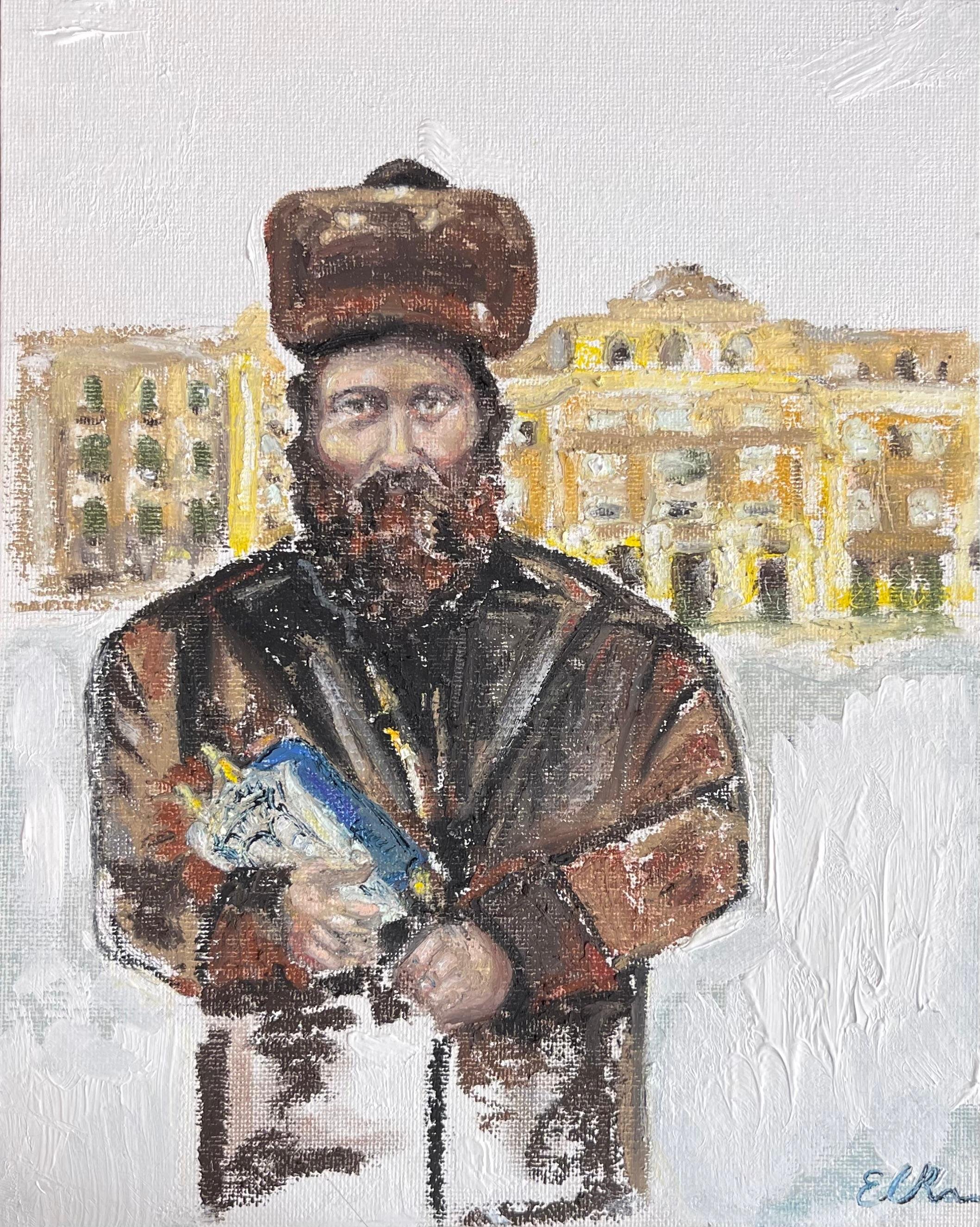 Rav Meir Shapiro ~ Oil Pastel and Oil Paint