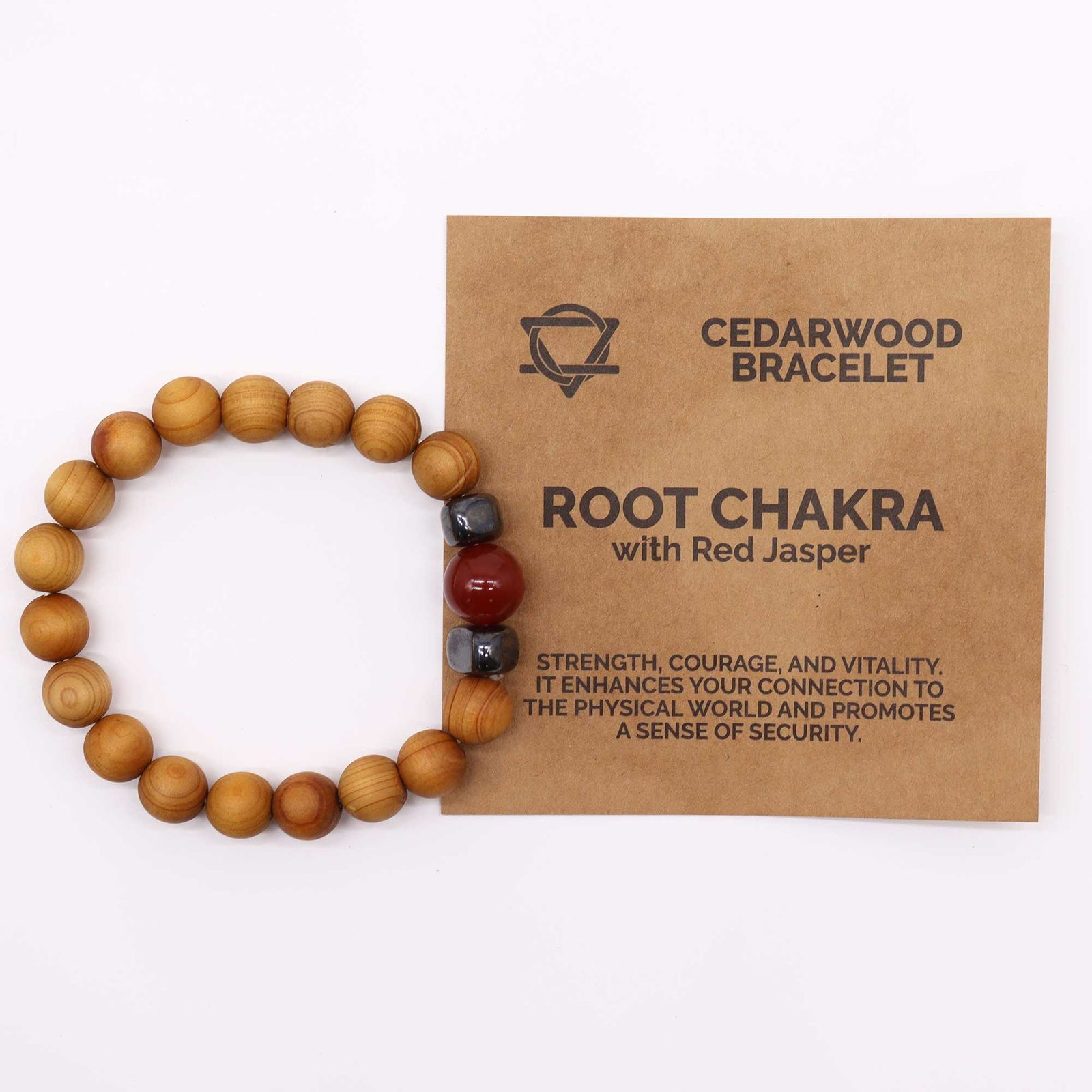 Cedarwood Scented Root Chakra Bracelet with Red Jasper