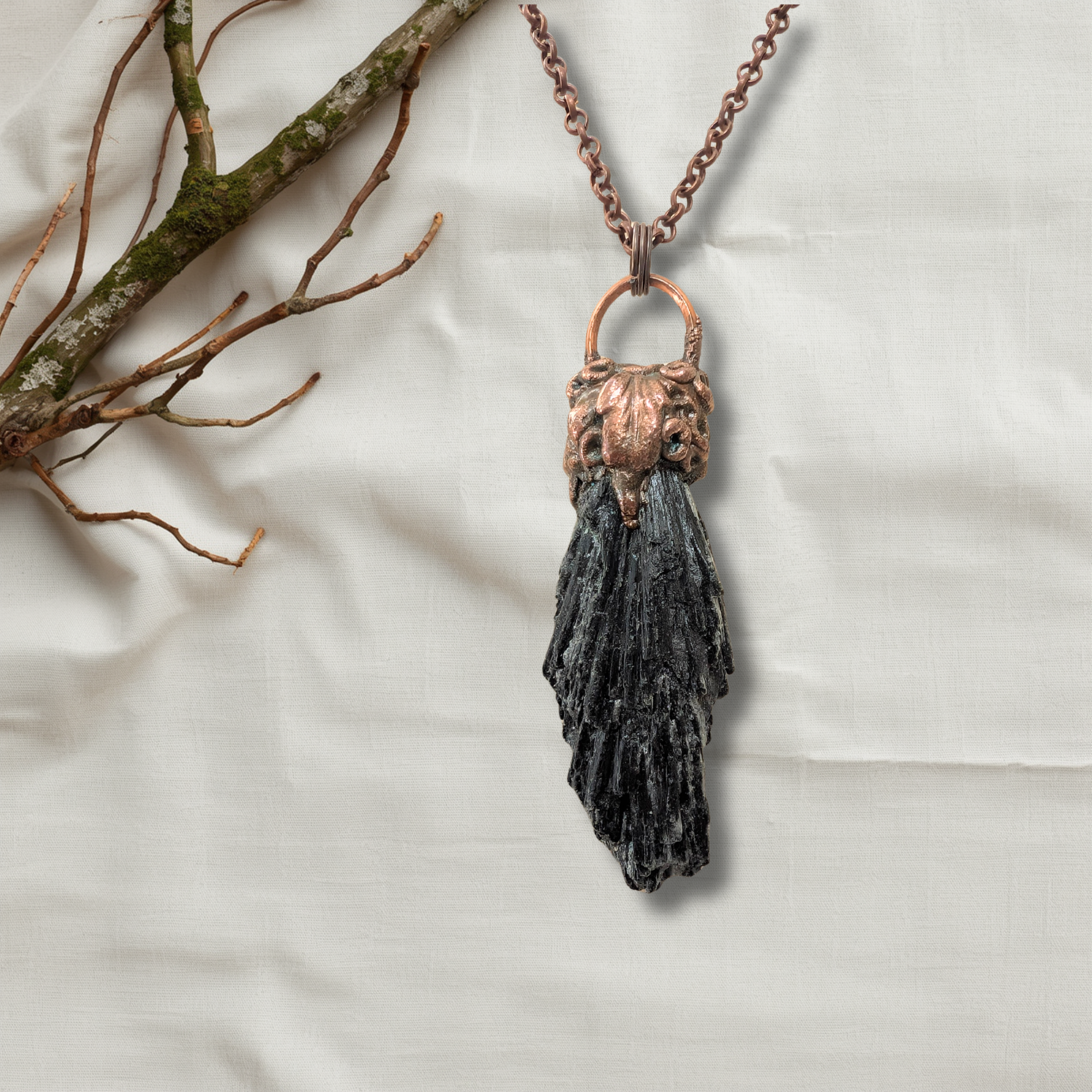 Black Kyanite & Copper Pendant