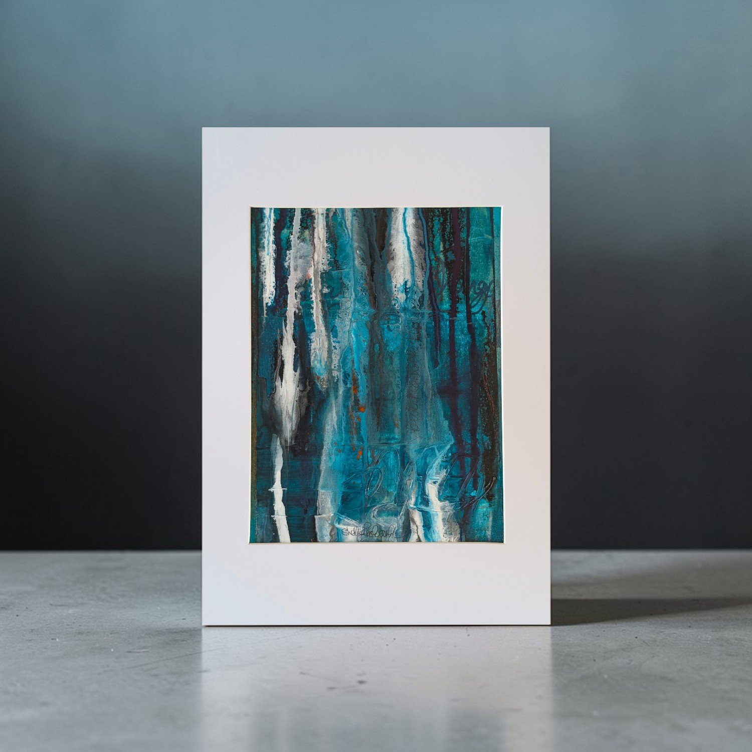 The Flow iii - Original A5 Abstract Mounted on A4 Board