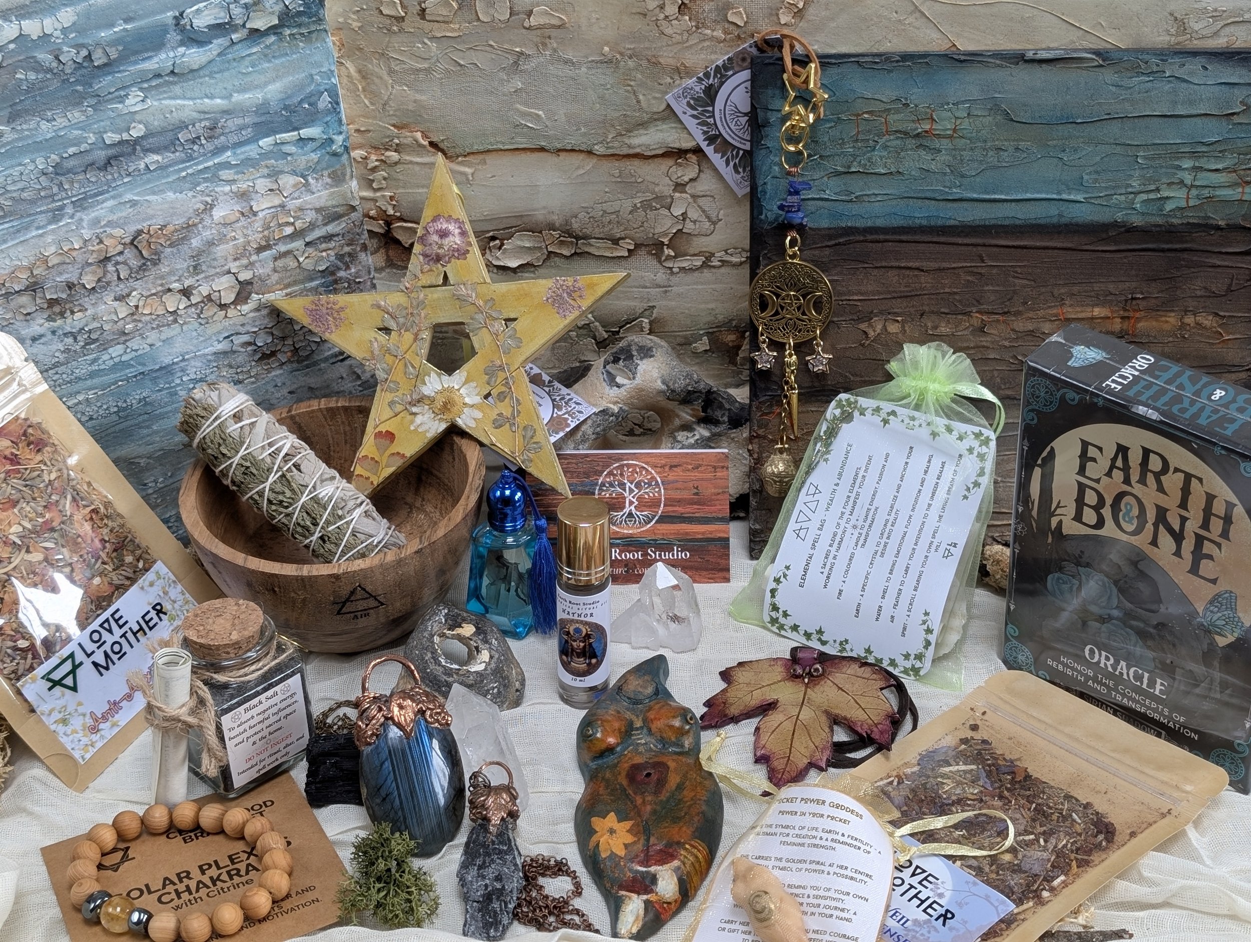 A selection of art, hand-crafted gifts and curated ritual objects from Earth Root Studio
