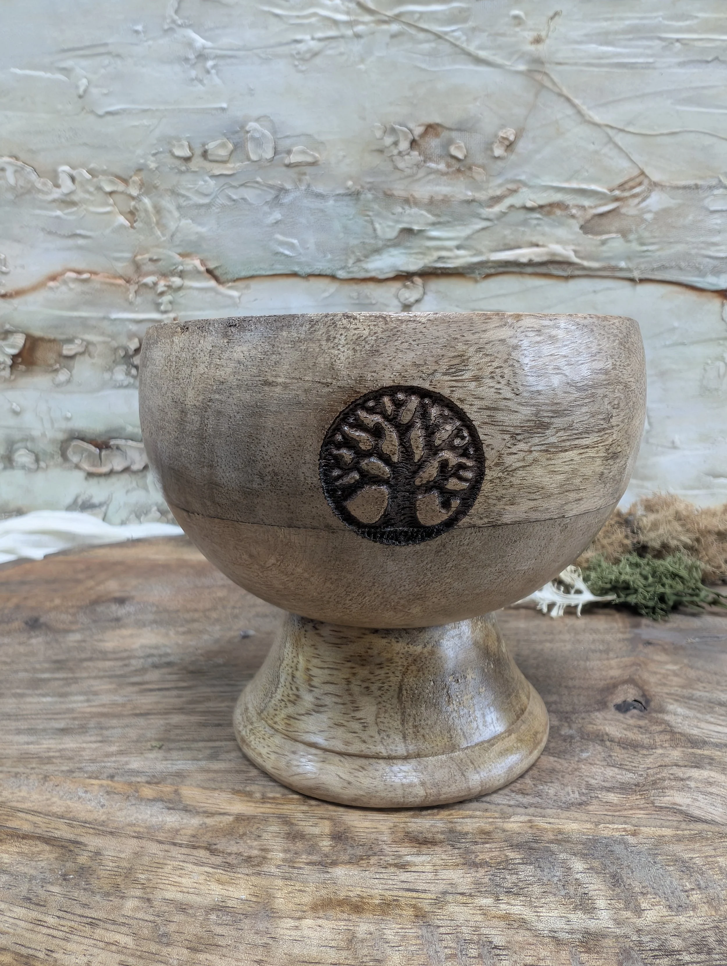 Large Tree of Life Mango Wood Ritual Incense Bowl